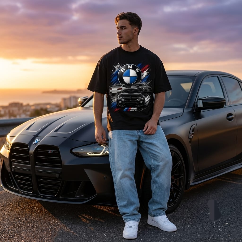 Autobahn Racer oversized tee, back motorsport graphic print
