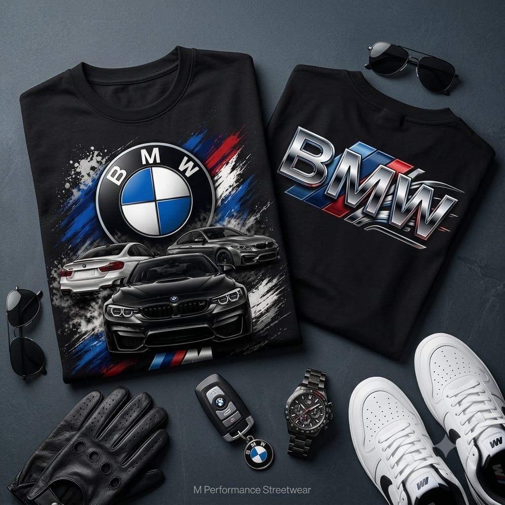 Autobahn Racer oversized tee, front view - BMW inspired streetwear