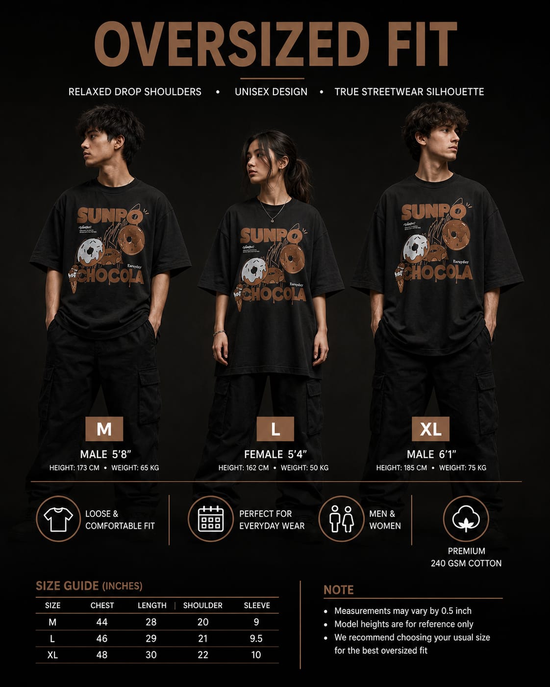 SunPro Chocolate Oversized Tee | Premium Unisex Streetwear